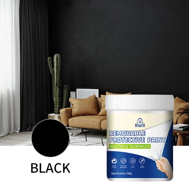 Black peelable coating colour behind a sofa