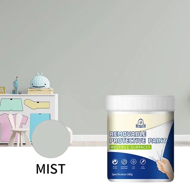 Mist grey-green peelable coating colour in a room