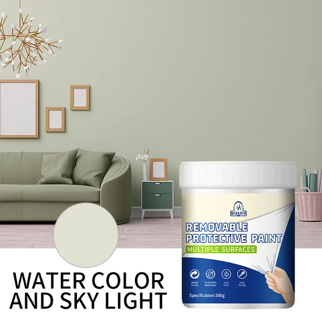 Pale green peelable coating colour in an interior