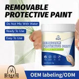 Protective coating container with clear film peeling illustration