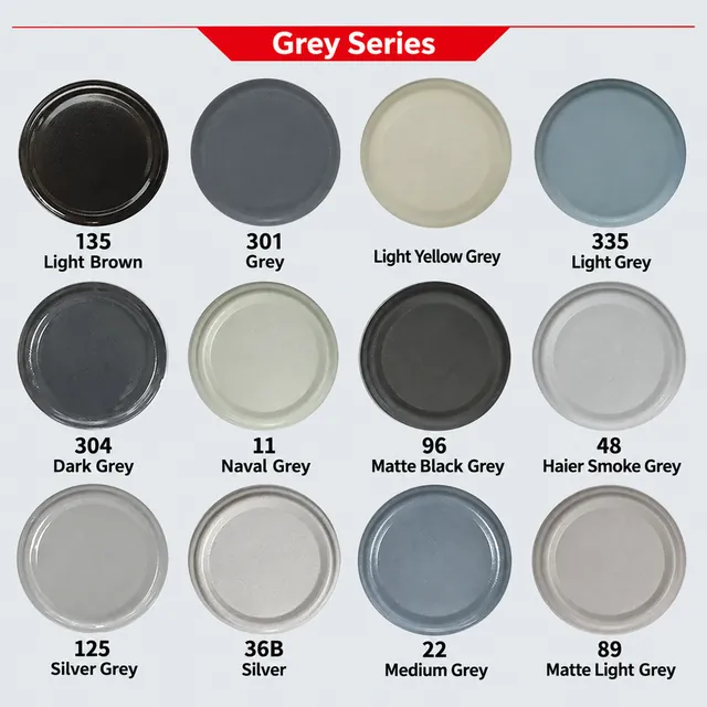 Grey colour swatches for temporary vehicle paint