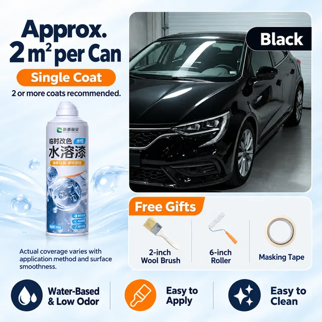 Black temporary vehicle colour example with spray can