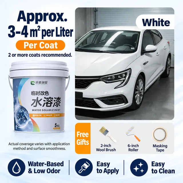 White vehicle coating example with paint pail