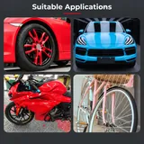 Red wheel, car, motorcycle and bicycle colour examples