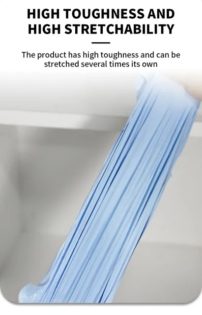 Blue protective film stretched into strips