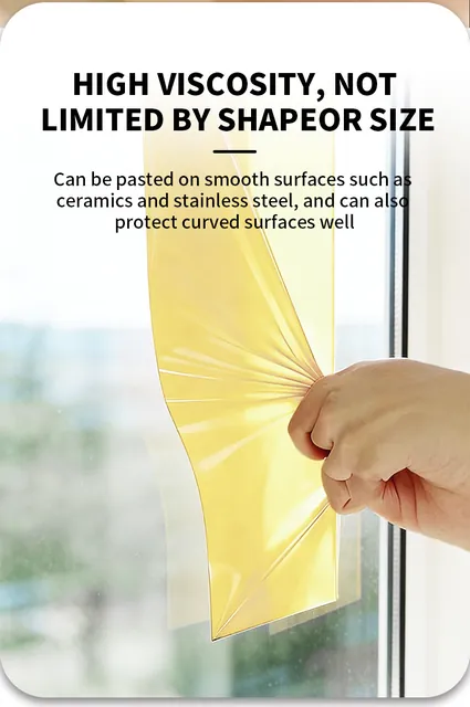 Yellow protective film peeling from a window