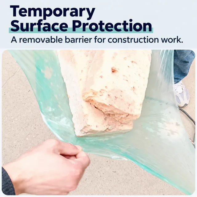 Protective film lifted beneath construction debris