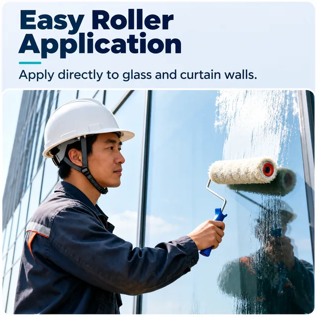 Roller application on a glass surface