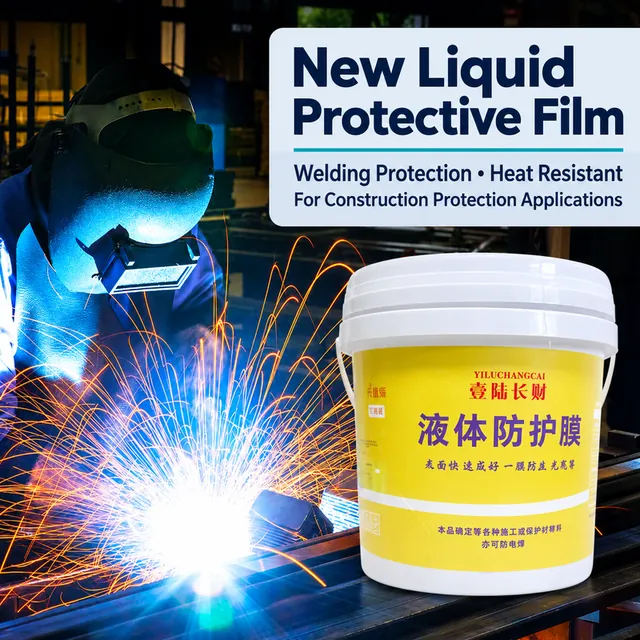 Protective coating pail beside a welding scene