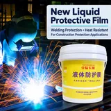 Protective coating pail beside a welding scene