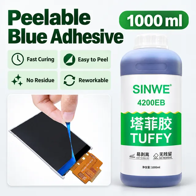 1000 ml blue coating bottle with display film peeling demonstration