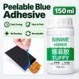 150 ml blue coating bottle with display film peeling demonstration