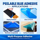 Blue protective film on display, glass and electronic surfaces