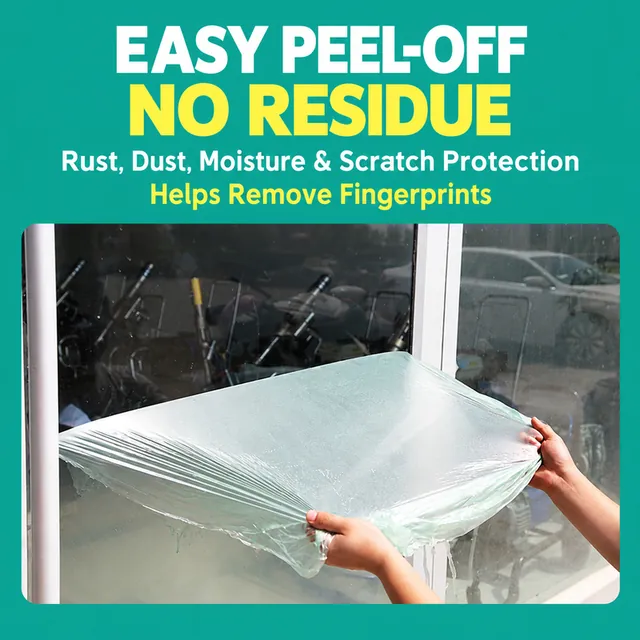 Transparent protective film peeled from a glass panel