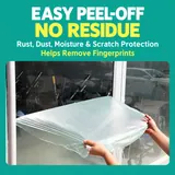 Transparent protective film peeled from a glass panel