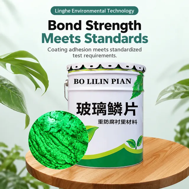 Glass flake mastic pail and green material texture