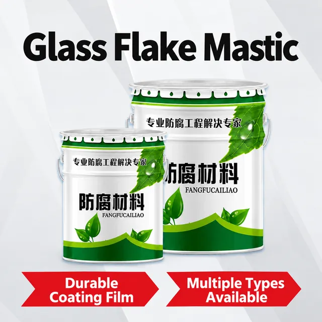Two sizes of glass flake mastic pails