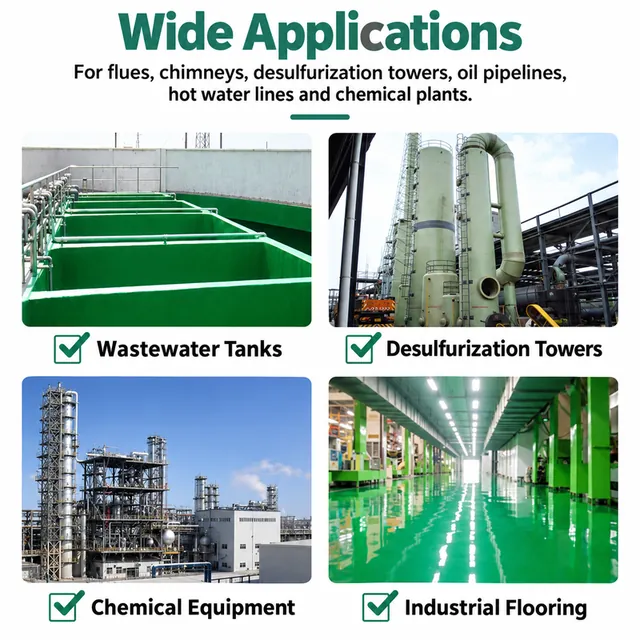 Wastewater tank, desulfurisation tower and industrial coating applications
