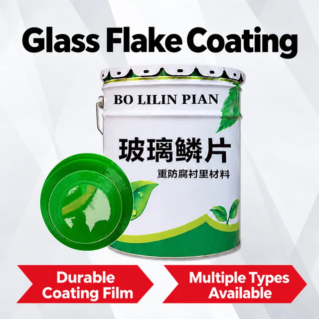 Glass flake coating pail with green liquid texture inset