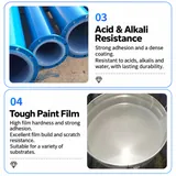 Blue flanged pipes and grey coating material