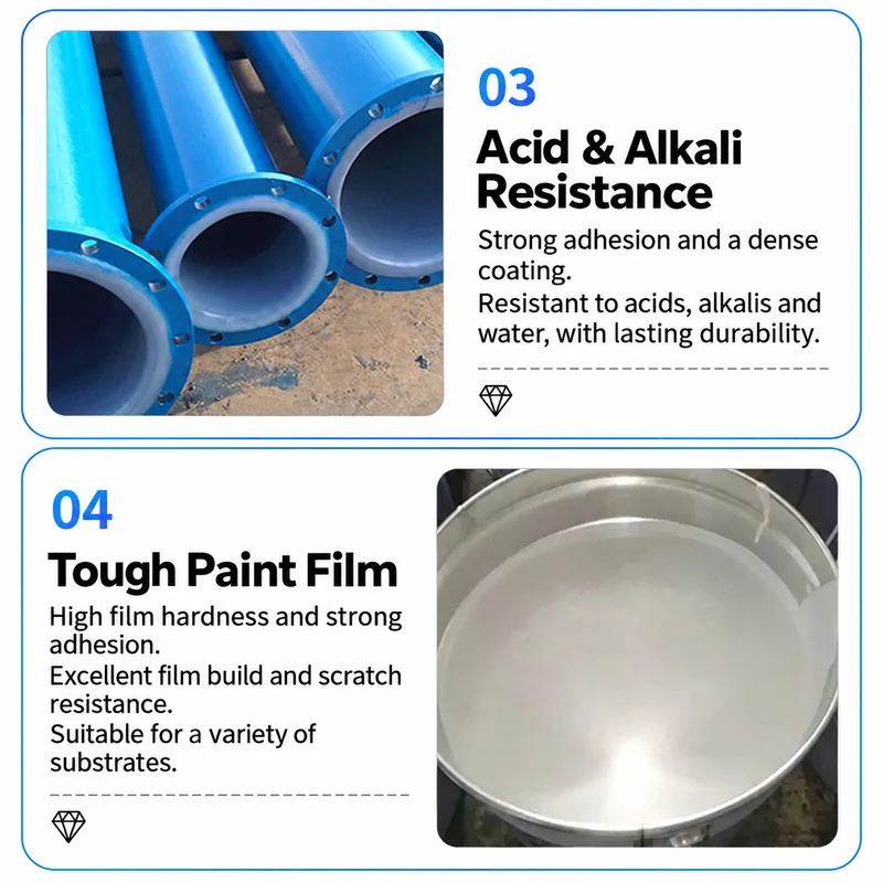 Blue flanged pipes and grey coating material