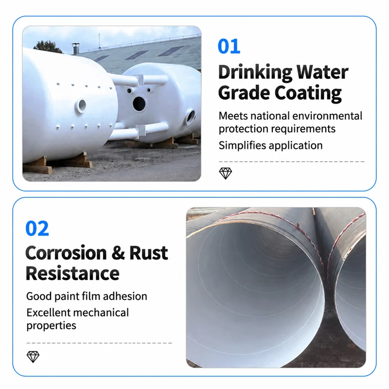 Tanks and coated pipe interiors