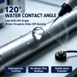Water drop contact angle illustration on a metal tube