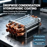Water running over a metal heat exchanger tube assembly