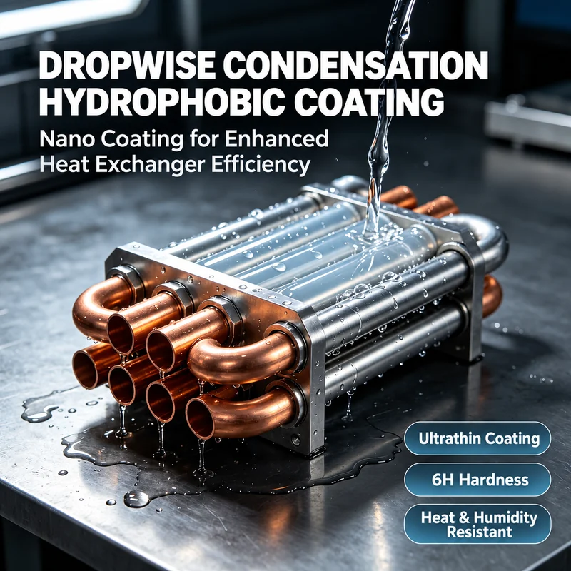 Water running over a metal heat exchanger tube assembly