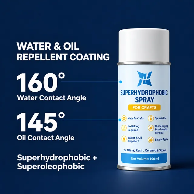 Craft spray can with water and oil contact angle labels