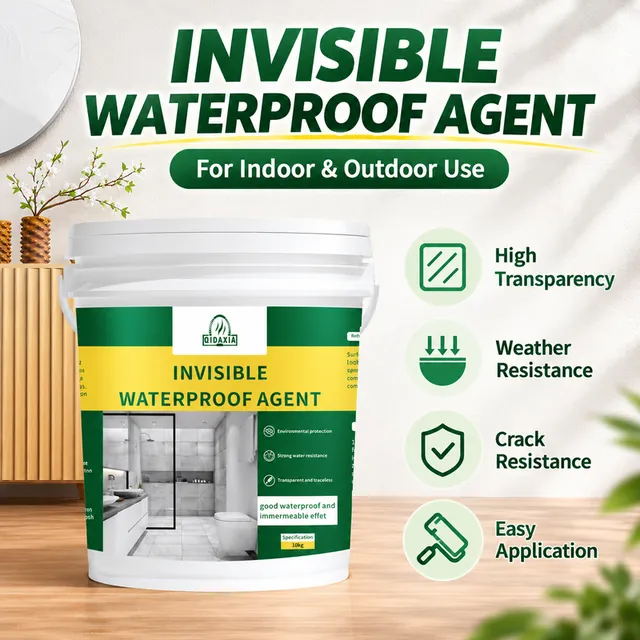 Clear waterproof sealant pail with application illustrations