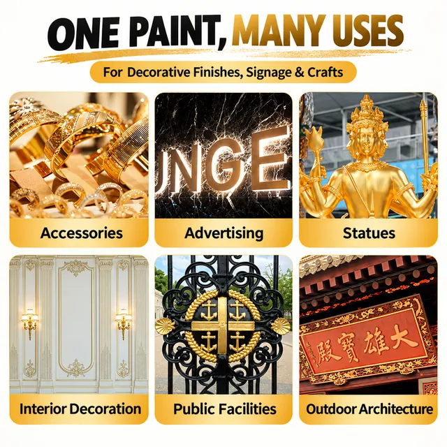 Gold finishes on ornaments, signs, gates and architecture