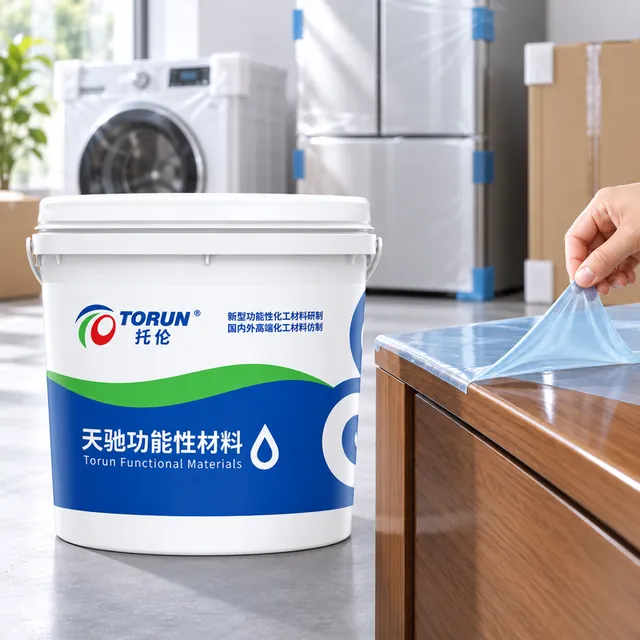 Transport protection coating pail beside household appliances