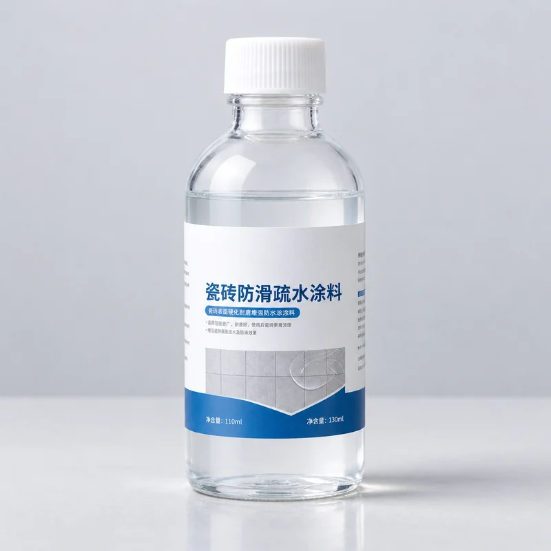 Clear bottle of tile surface coating