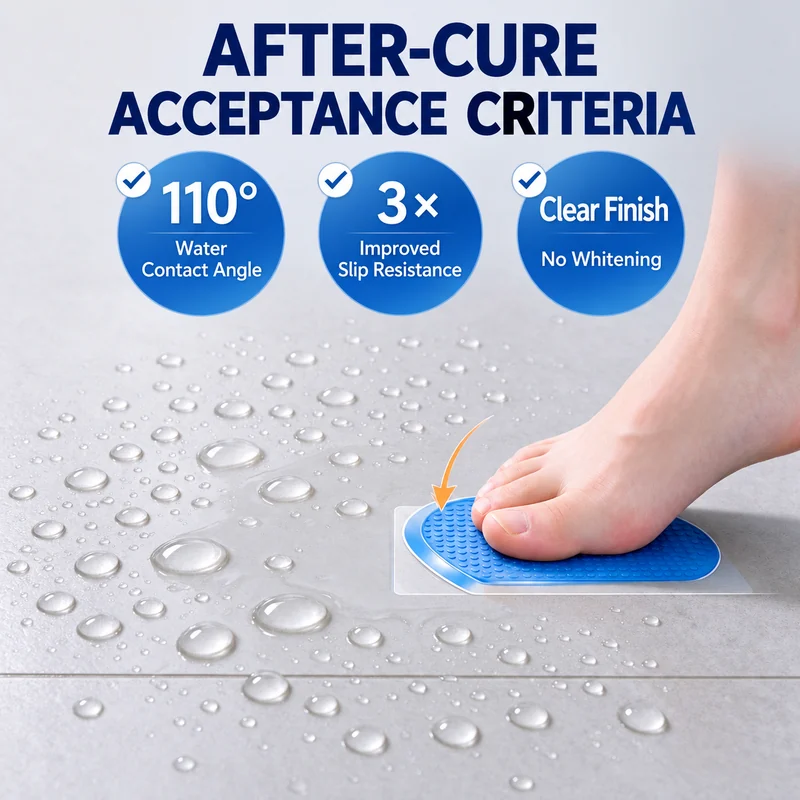 Foot and water droplets illustrating tile surface treatment