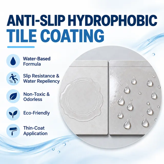 Water spreading and beading comparison on tile samples