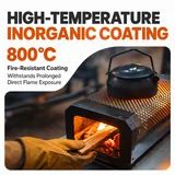 Stove and kettle illustrating high-temperature coating use