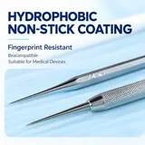 Metal instruments illustrating hydrophobic surface treatment