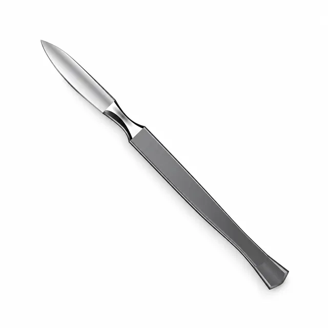 Single metal scalpel on a white background