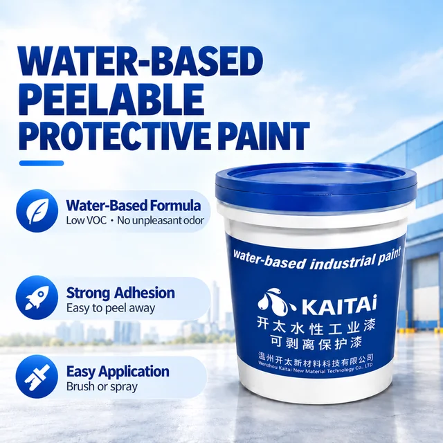 Water-based peelable protective paint pail and coating features