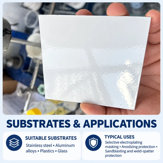 White peelable coating film lifted from a sample panel