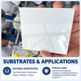 White peelable coating film lifted from a sample panel