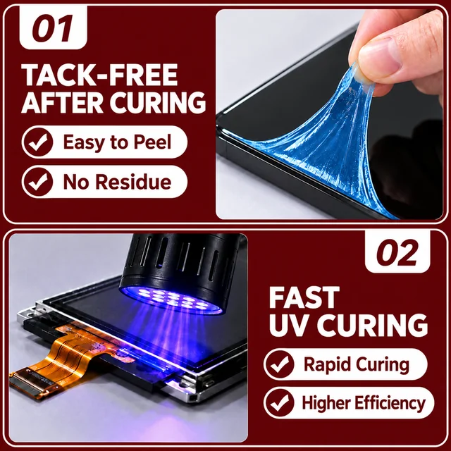 Blue gel peeled from a display and cured beneath a UV lamp