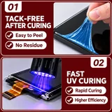 Blue gel peeled from a display and cured beneath a UV lamp