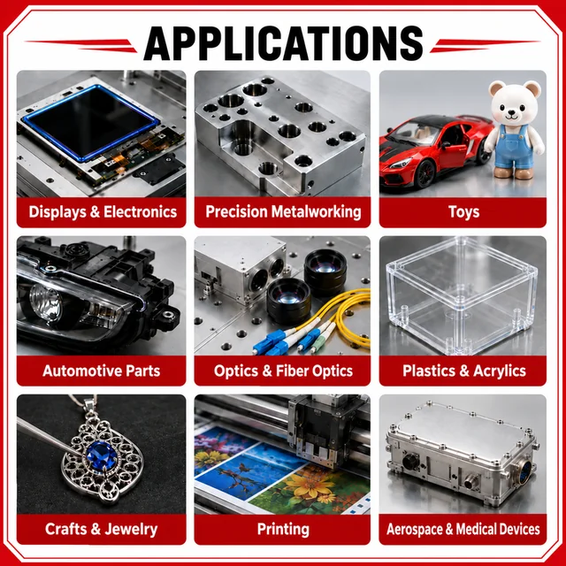 Display, metalworking, electronics and precision-component masking examples