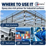 Steel structures, sections, containers and pipes for zinc-rich primer use