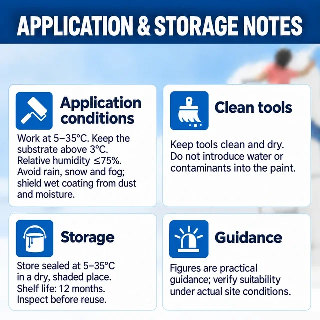 Application conditions and storage guidance for silicone metal paint