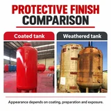 Coated tank compared with a weathered tank surface