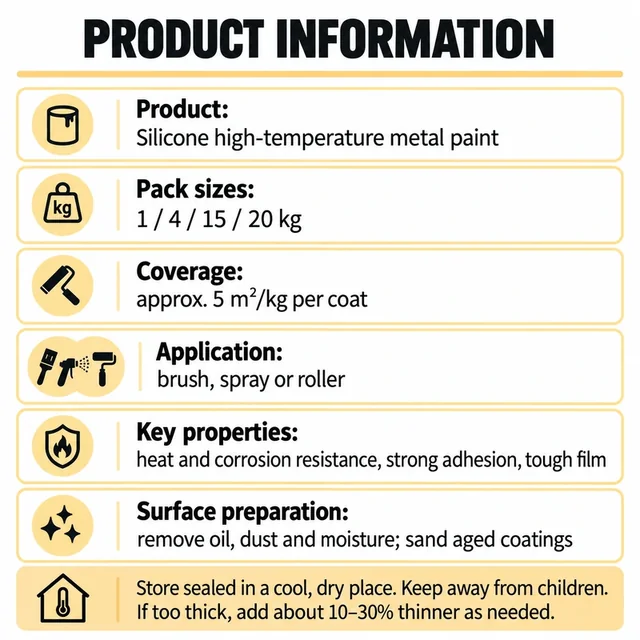 Silicone metal paint properties, preparation and storage information