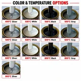 Silver, white, black and grey temperature-grade colour samples